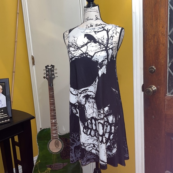 Skull Print-Bathing Suit Material Sleeveless Tank Tunic/Cover-up/Dress-NWT OS - Picture 10 of 12